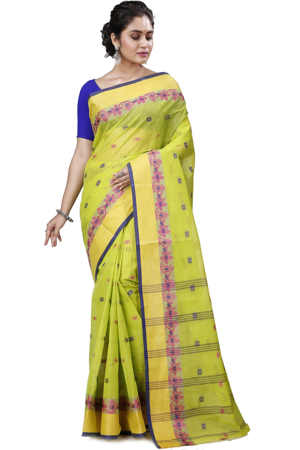 Olive Green Pure Cotton Ramala Tant Saree (959)